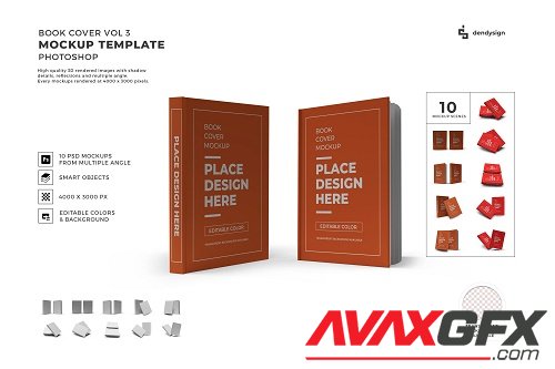 Book Cover 3D Mockup Template Bundle - 1396512