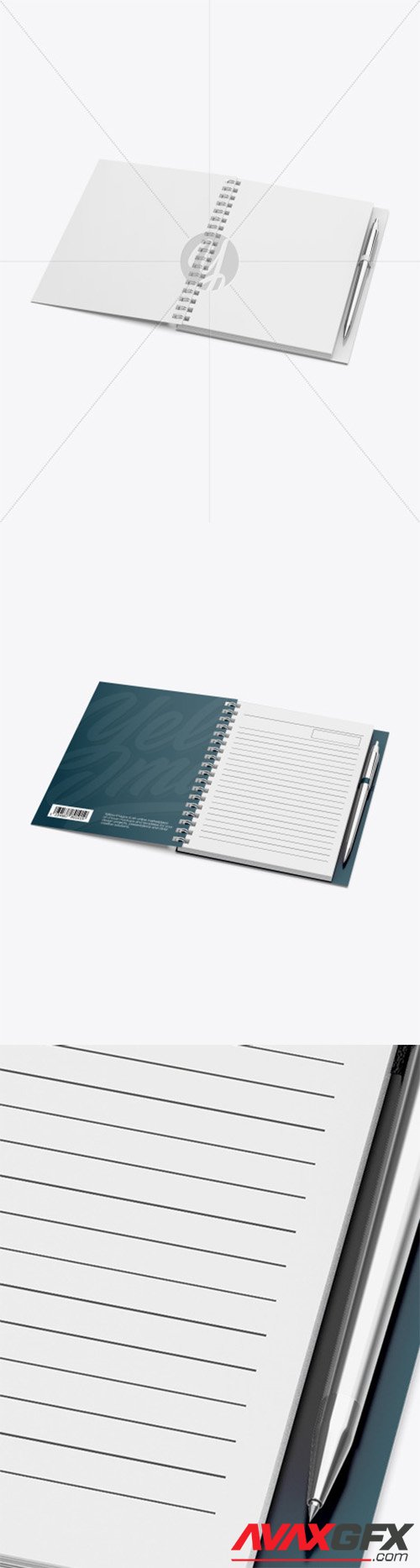 Notebook With Metal Writing Pen Mockup 80056