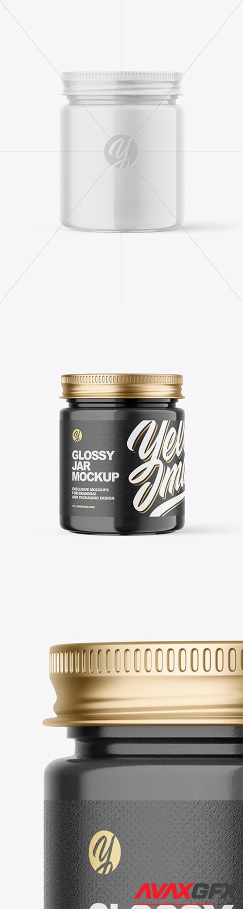 Glossy Cosmetic Jar with Metallic Cap Mockup 80013