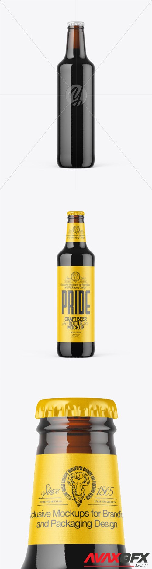 500ml Dark Amber Stout Beer Bottle Mockup 79972