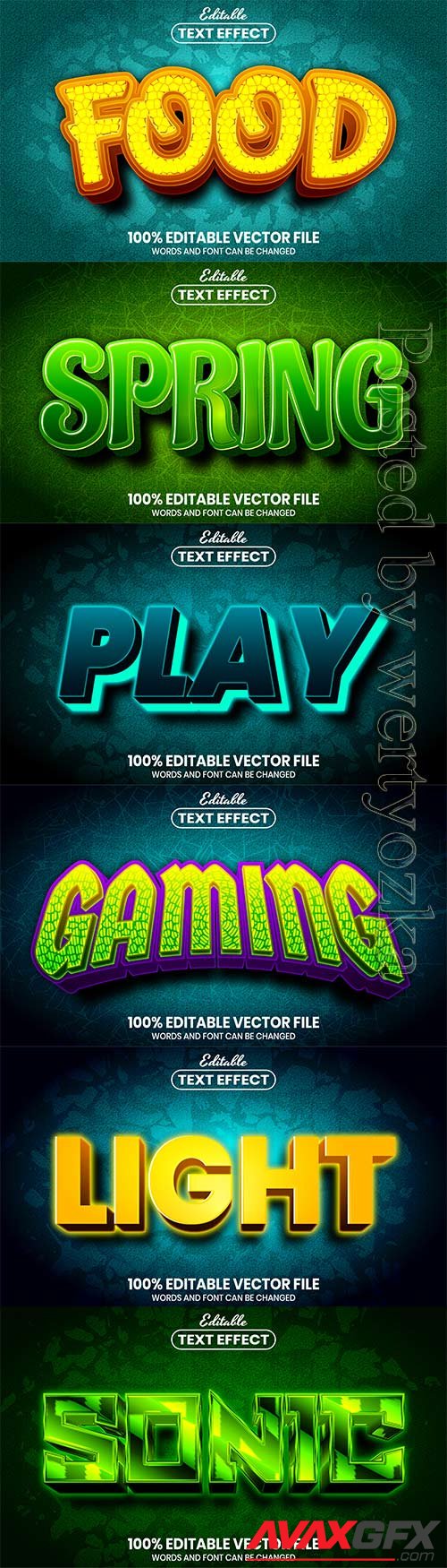 3d editable text style effect vector vol 484