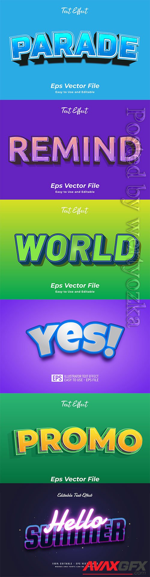 3d editable text style effect vector vol 510