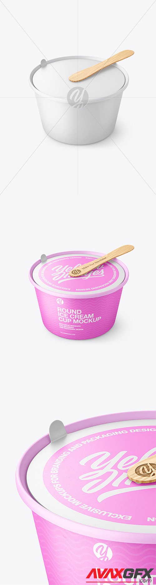 Ice Cream Matte Plastic Cup With Wooden Stick Mockup 80262