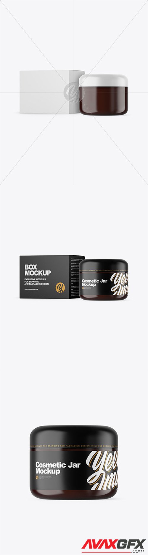 Amber Cosmetic Jar with Box Mockup 80277