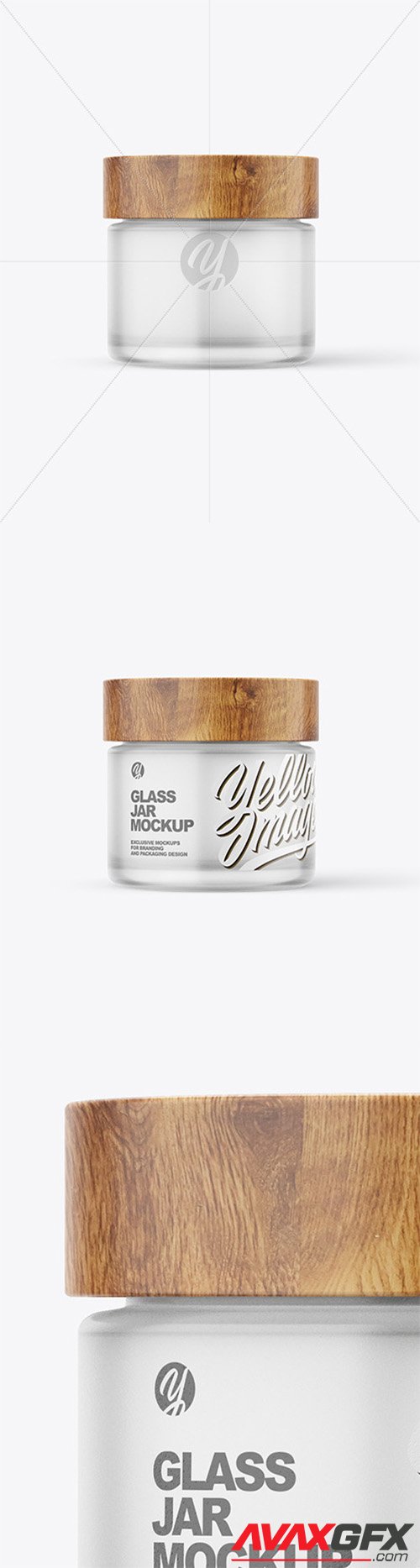 60ml Frosted Glass Jar W/ Wooden Lid Mockup 80171