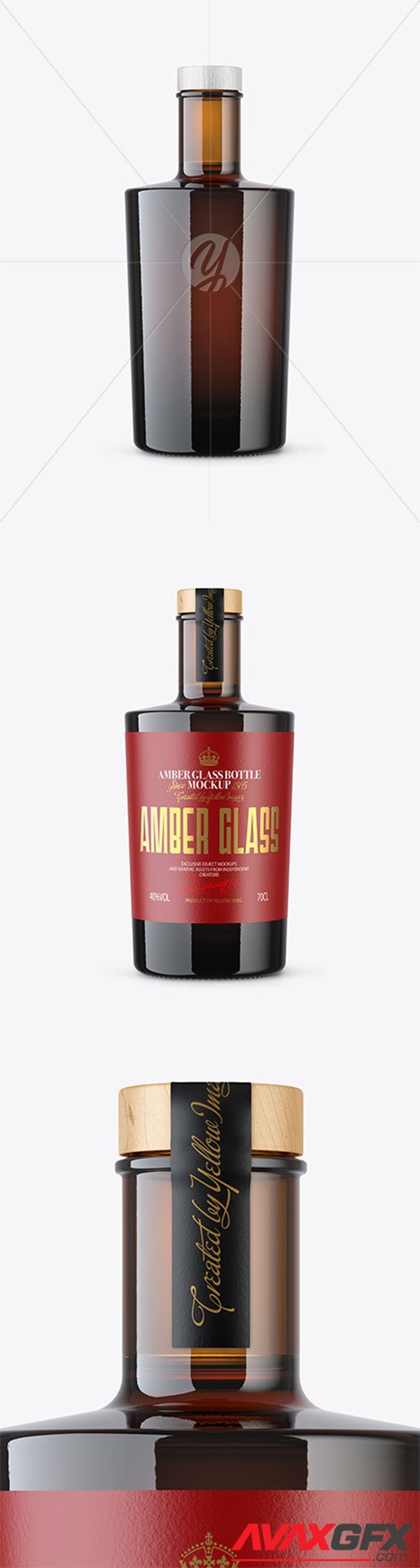 Amber Glass Bottle with Wooden Cap Mockup 80359