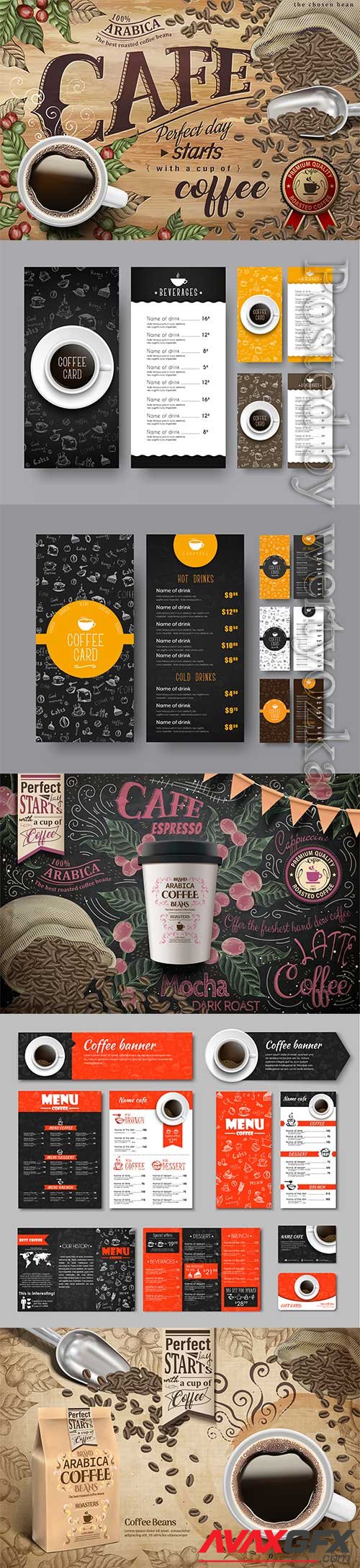 Template of the coffee menu for a cafe or restaurant