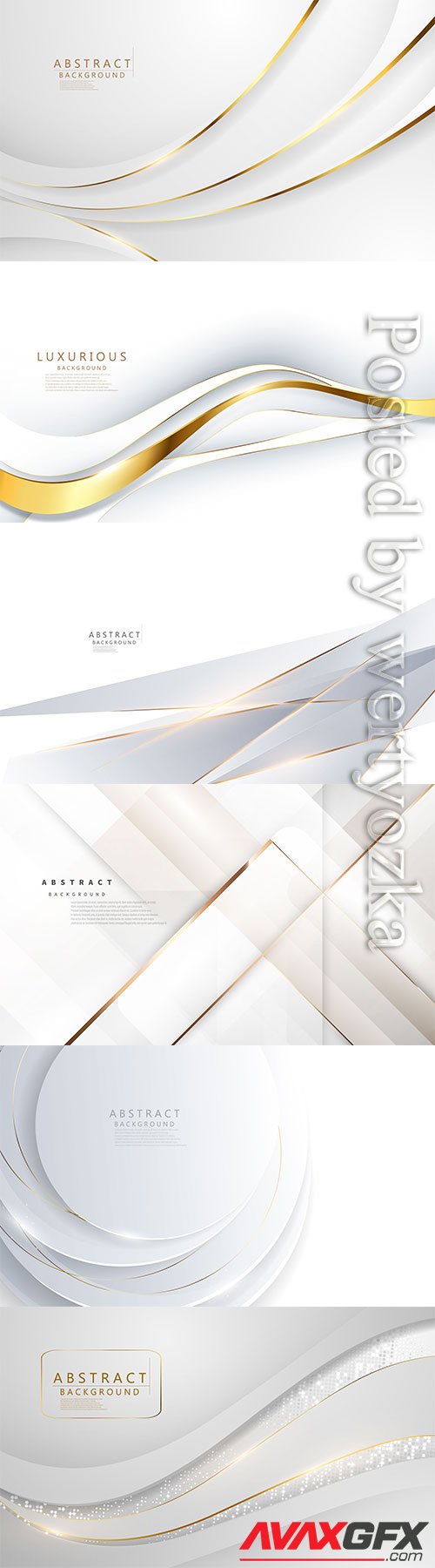 White abstract vector backgrounds with golden lines