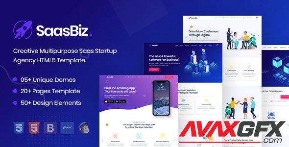 ThemeForest - SaasBiz v1.0 - Saas Startup HTML Template - 25689068