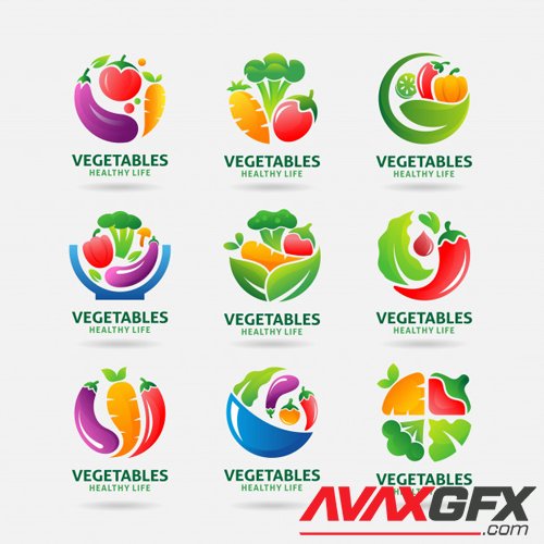 Collection of vegetables logo vector design