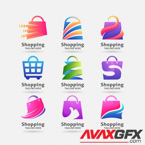 Collection of shopping bag logo vector design