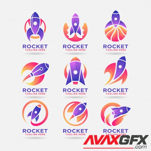 Collection of rocket logo vector design