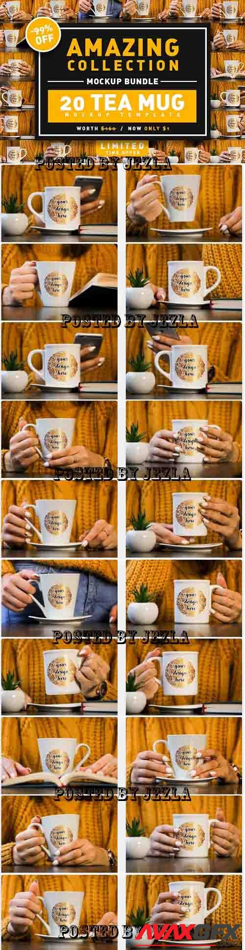 Tea Mug Mockup Bundle - 20 Premium Graphics