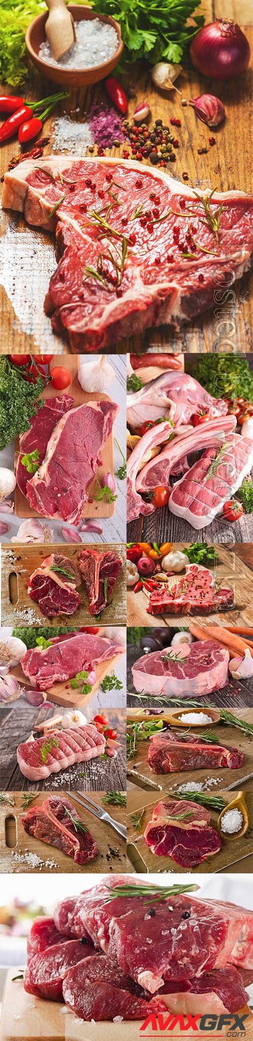 Fresh meat with vegetables and spices stock photo