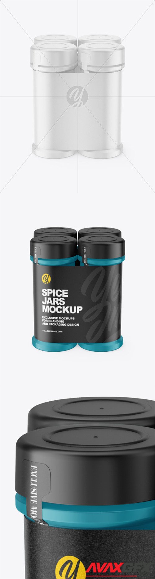 Four Matte Spice Jars Mockup 80618