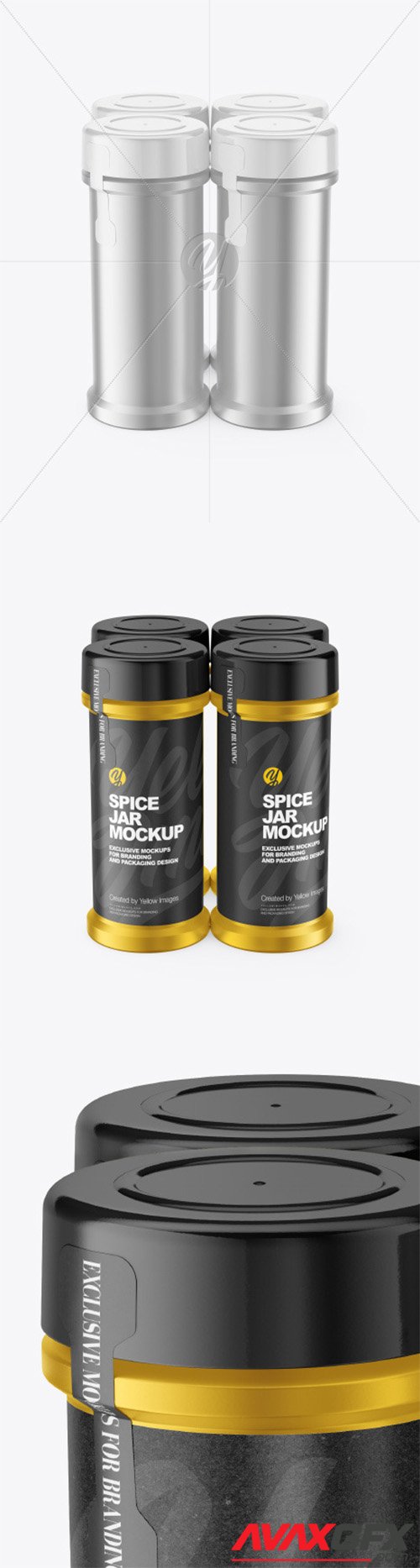 Four Metallic Spice Jars Mockup 80600