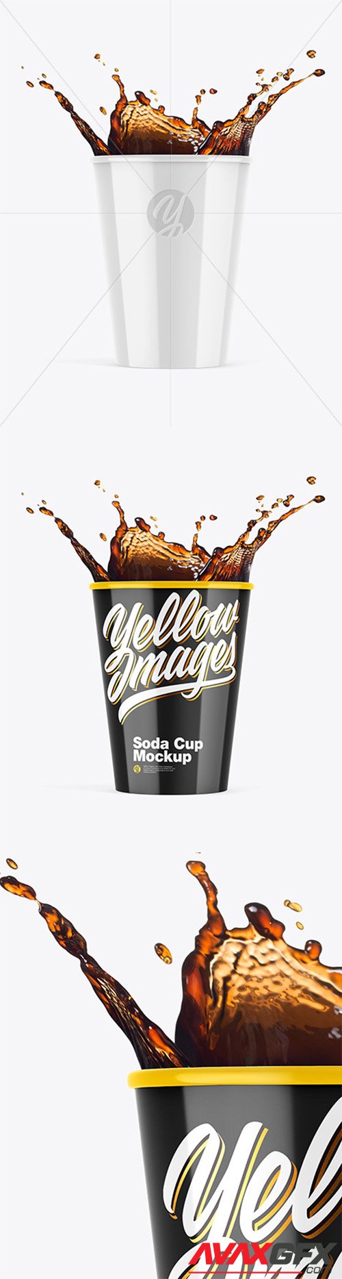 Glossy Soda Cup w/ Splash Mockup 80630