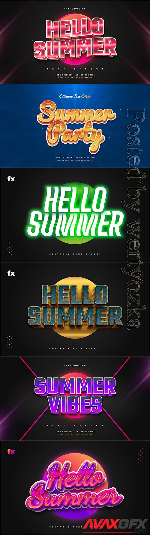 Hello summer 3d editable text style effect in vector vol 4