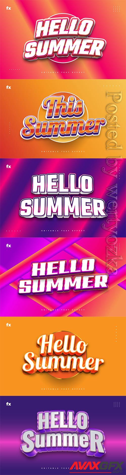 Hello summer 3d editable text style effect in vector vol 5