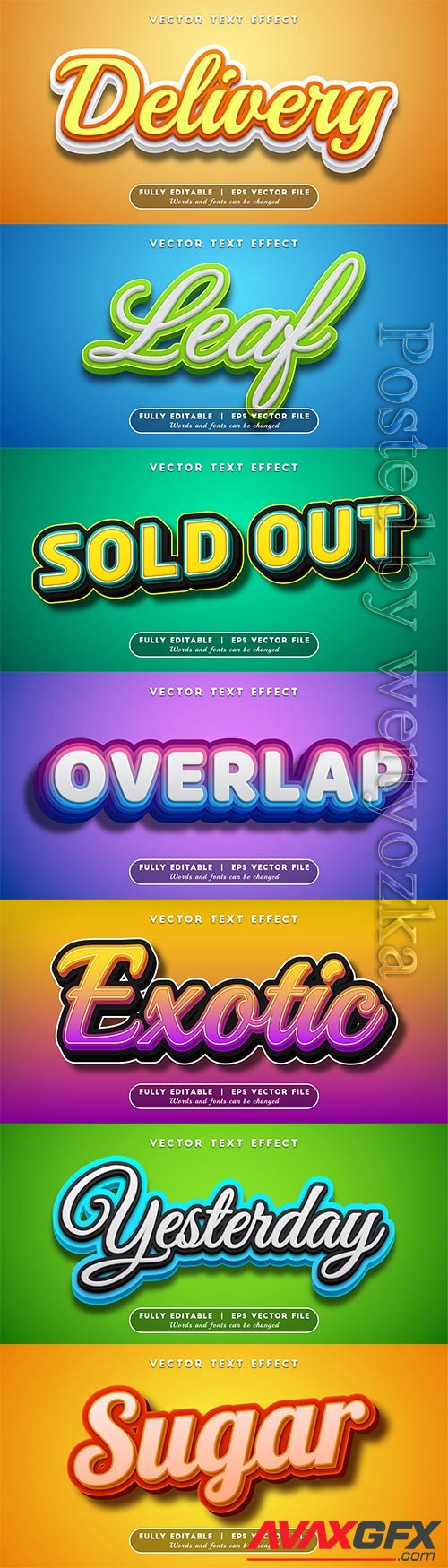 3d editable text style effect vector vol 517