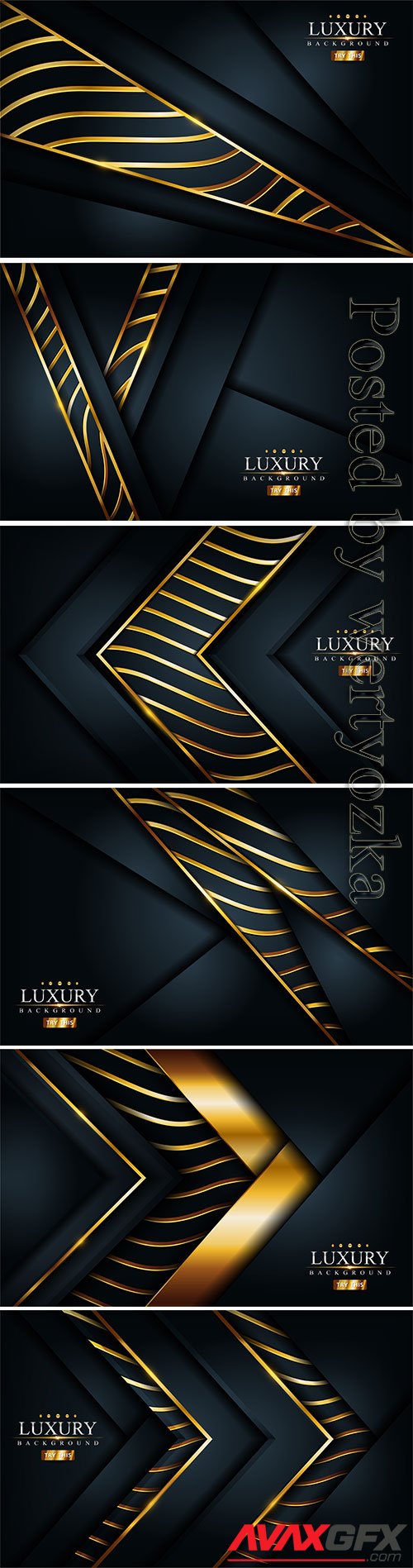 Luxury dark vector black background with golden lines composition