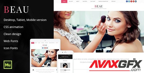 ThemeForest - Beau v1.0 - Beauty Salon Template - 14670635