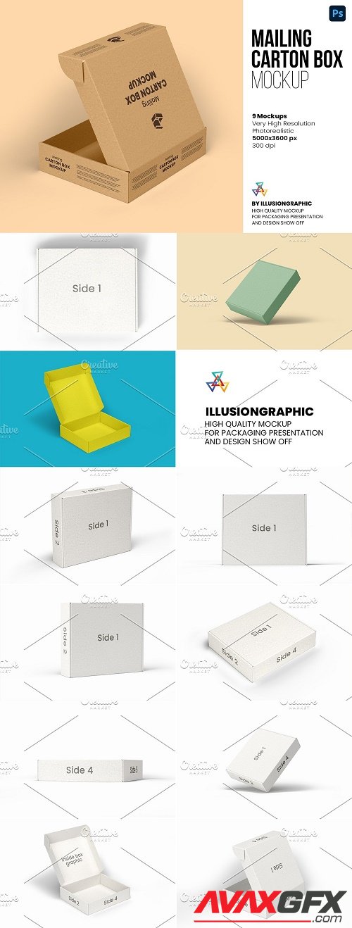 Mailing Carton Box Mockup - 9 views - 6232567