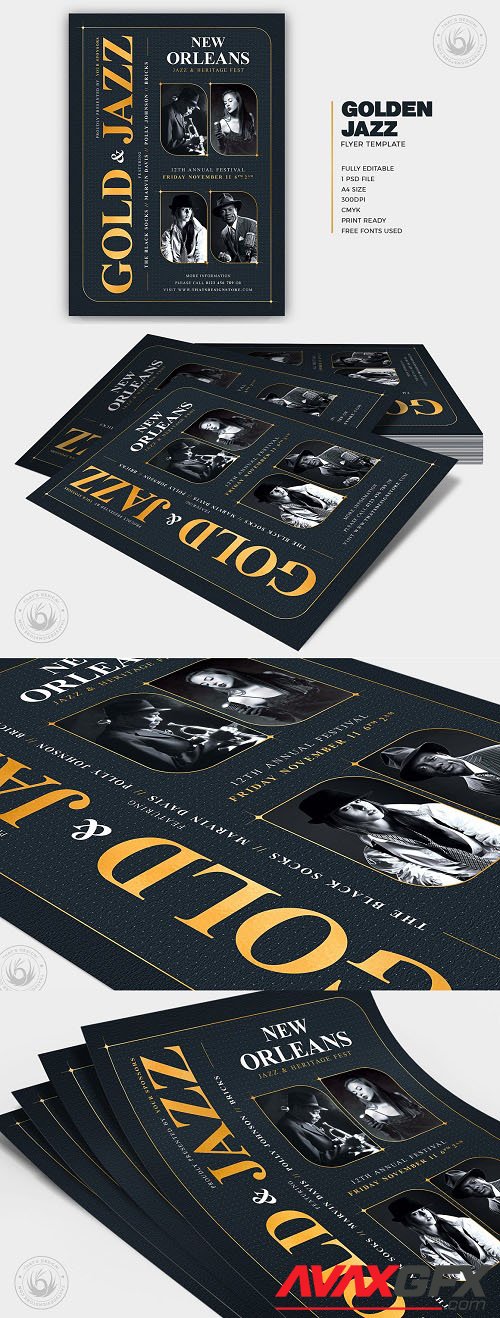 Golden Jazz Flyer Template V5 - 6233586