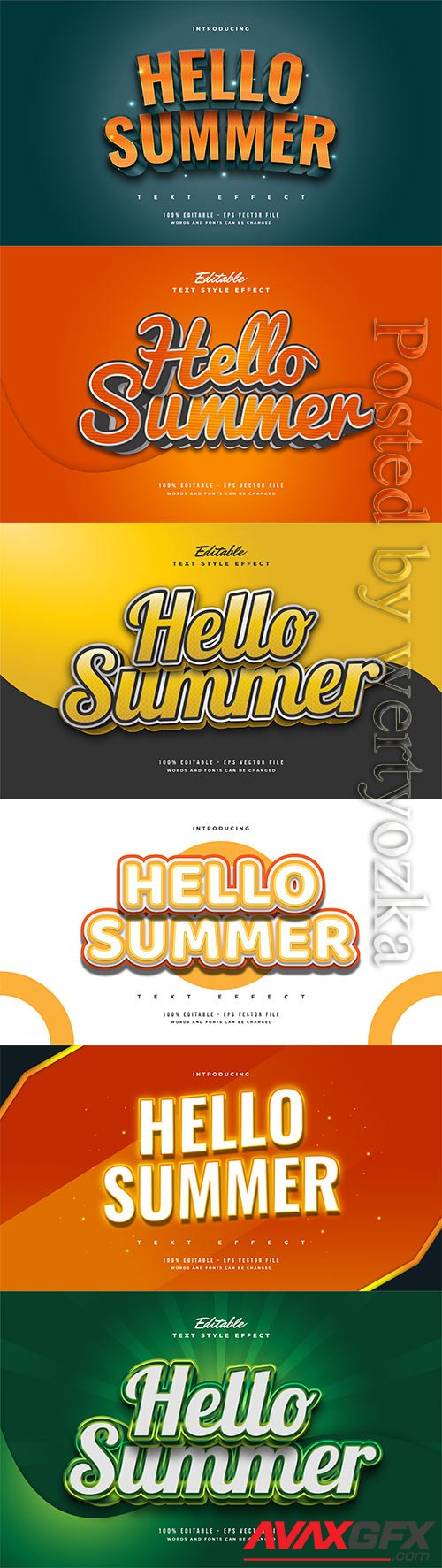 Hello summer 3d editable text style effect in vector vol 9