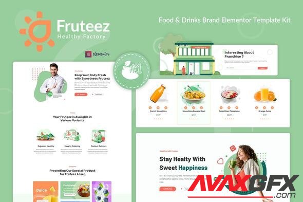ThemeForest - Fruteez v1.0.2 - Healthy Food & Drinks Brand Elementor Template Kit - 32597954