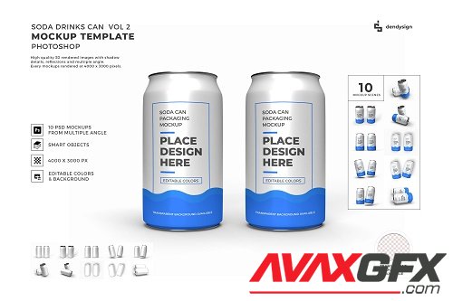 Soda Can Packaging Mockup Template Bundle 2 - 1423754