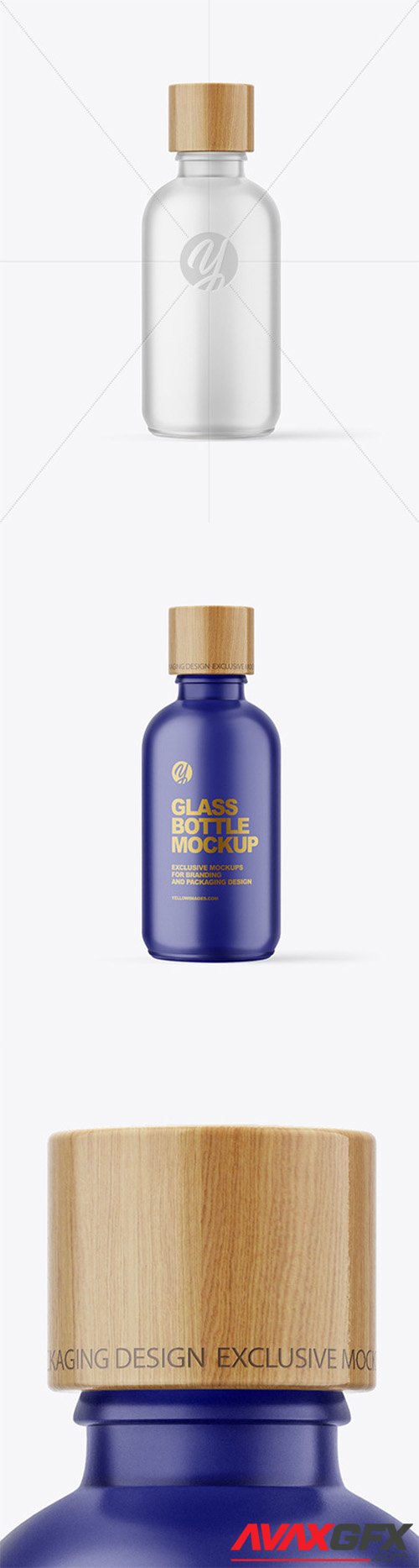 100ml Frosted Glass Bottle W/ Wooden Lid Mockup 80640