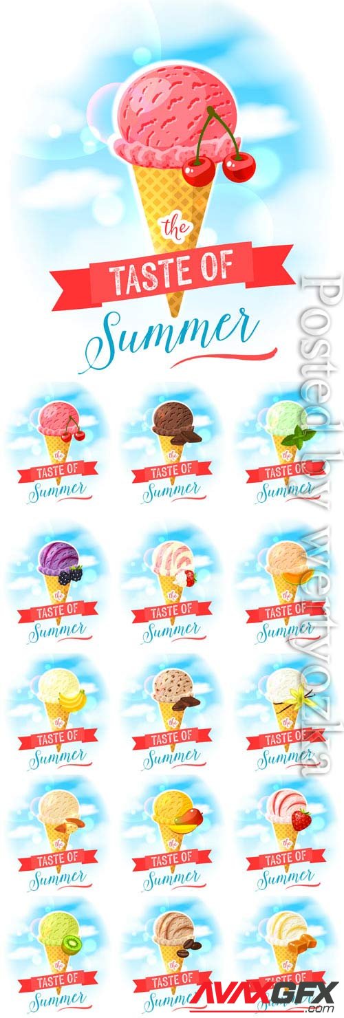 Ice cream assortment in vector