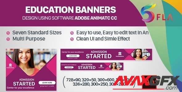 CodeCanyon - Education Banners HTML5 - 7 Sizes (Animate CC) v1.0 - 32651443