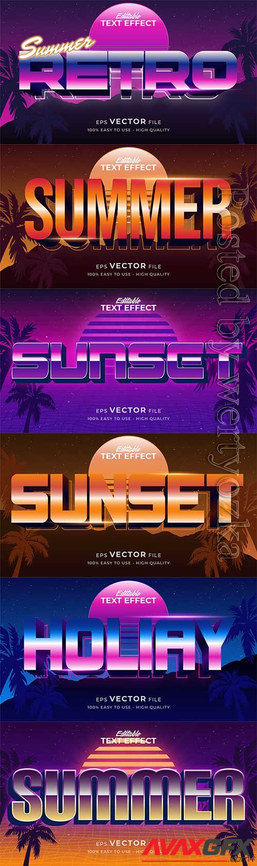 Retro summer holiday text in grunge style theme in vector vol 16