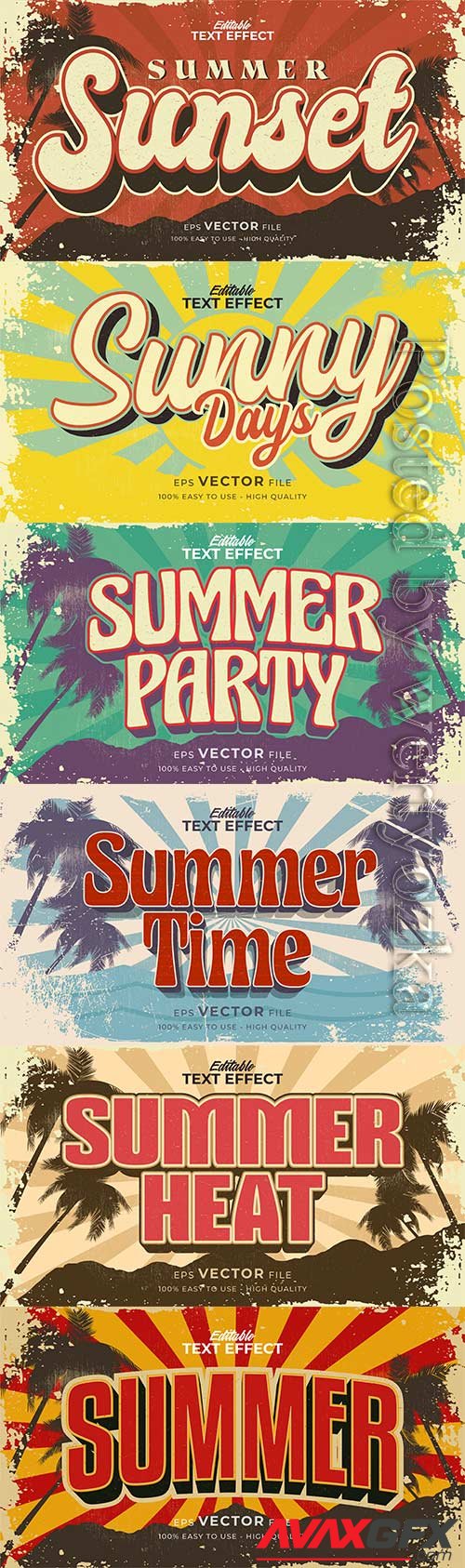 Retro summer holiday text in grunge style theme in vector vol 5