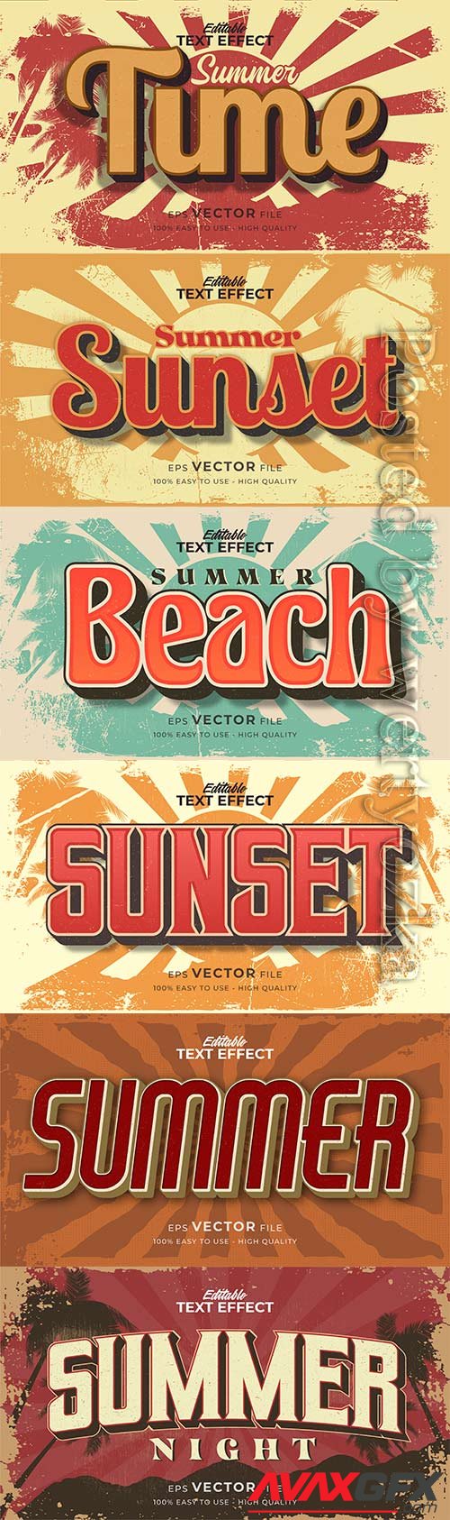 Retro summer holiday text in grunge style theme in vector vol 4