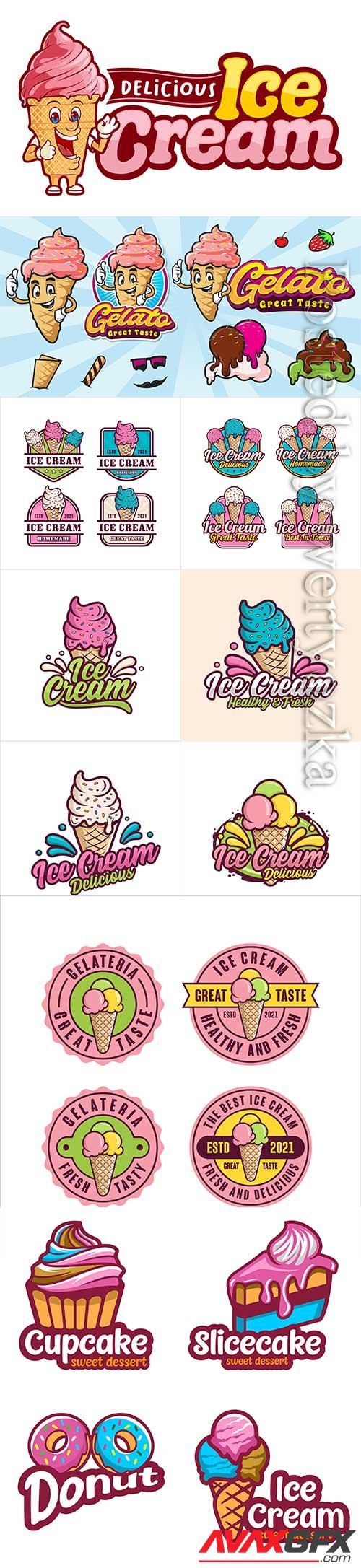 Ice cream logo premium vector collectiction