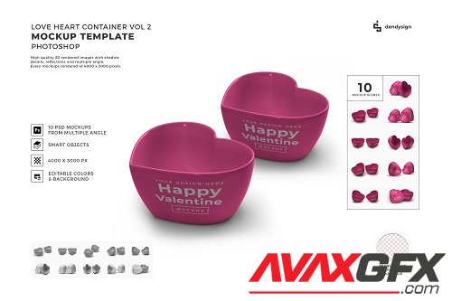 Valentine Love Heart Container Mockup Template Bundle 2 - 1425427