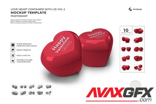 Valentine Love Heart Container Lid Mockup Template Bundle 2 - 1425518