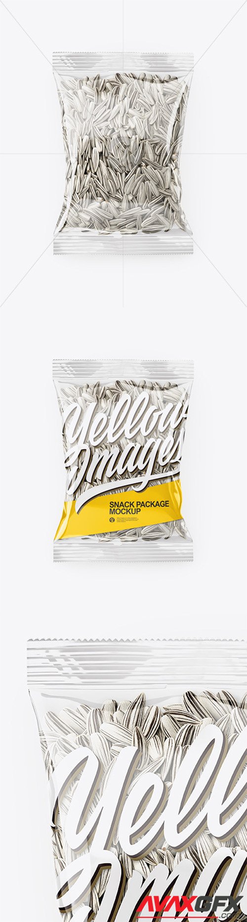Clear Transparent Plastic Pack with White Sunflower Seeds Mockup - Top View 65863