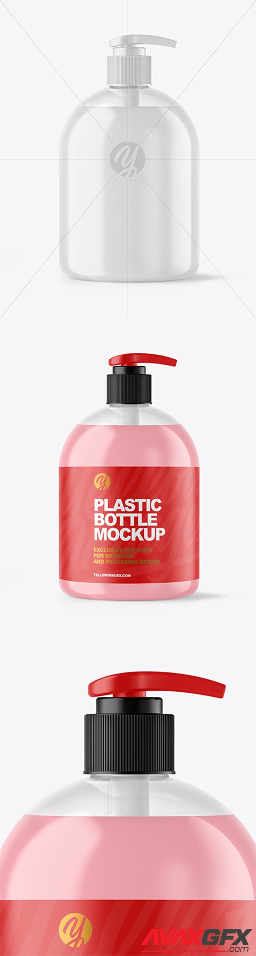 Clear Liquid Soap Bottle with Pump Mockup 62140