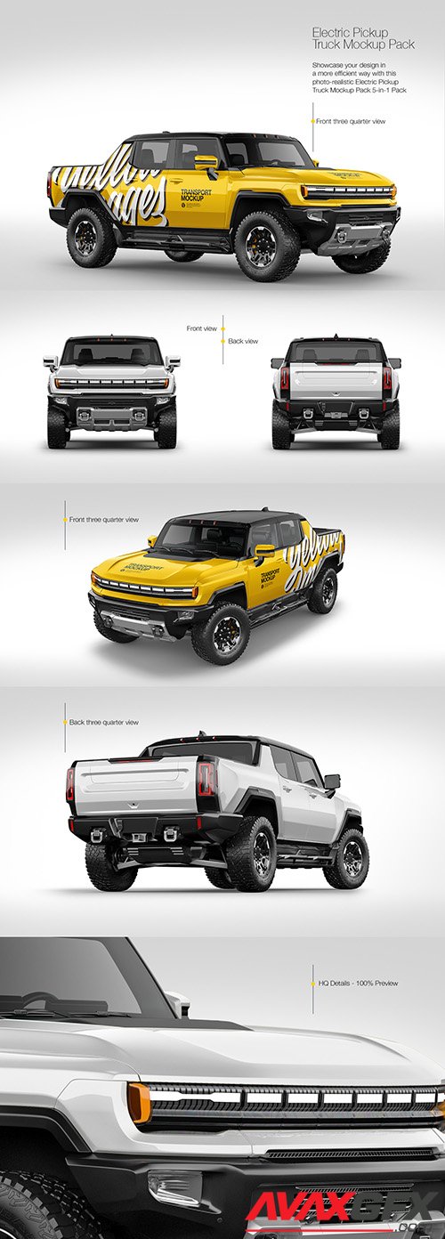 Electric Pickup Truck Mockup Pack 81884