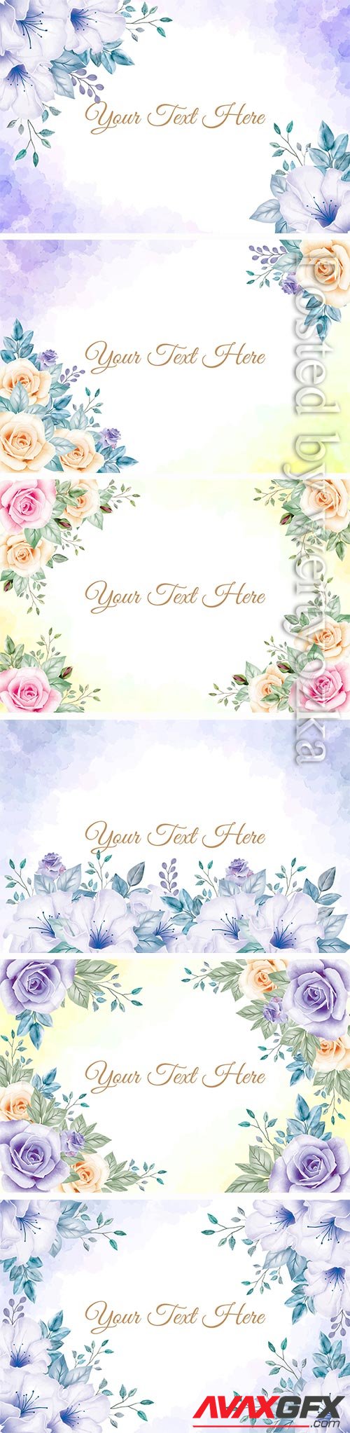 Floral frame vector background watercolor