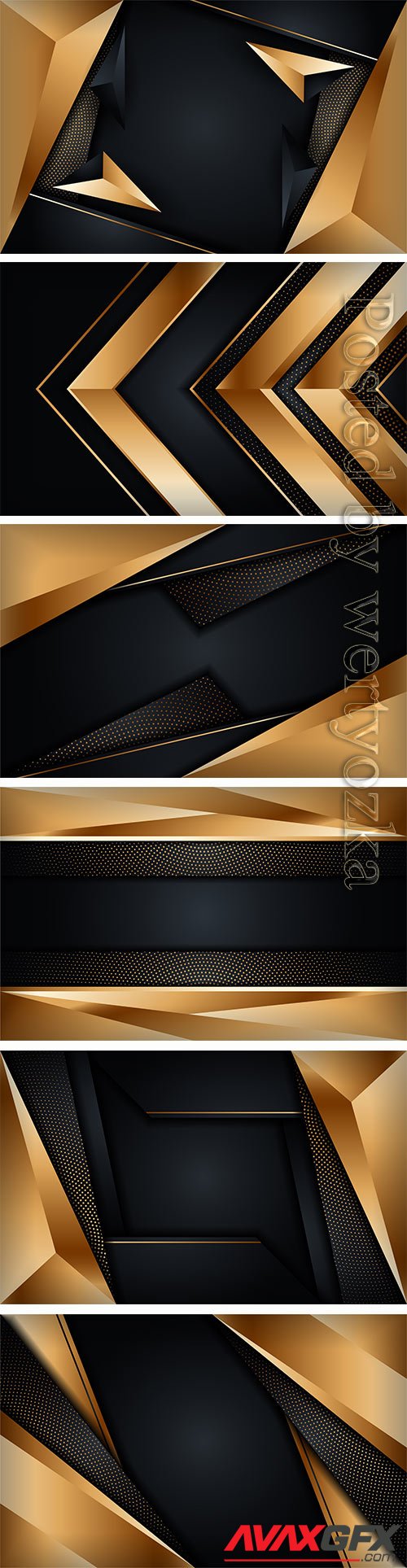 Abstract luxury dark background with golden lines combinations