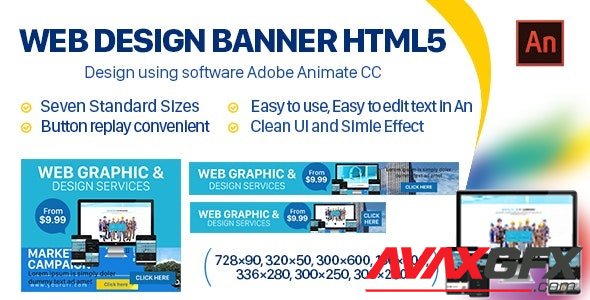 CodeCanyon - Web Design Banner HTML5 - 7 Sizes (Animate CC) v1.0 - 32667935