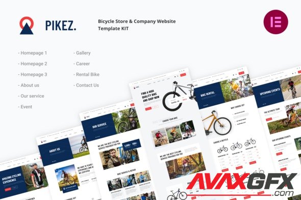 ThemeForest - Pikez v1.0.1 - Bicycle Store & Company Elementor Template Kit - 32558761