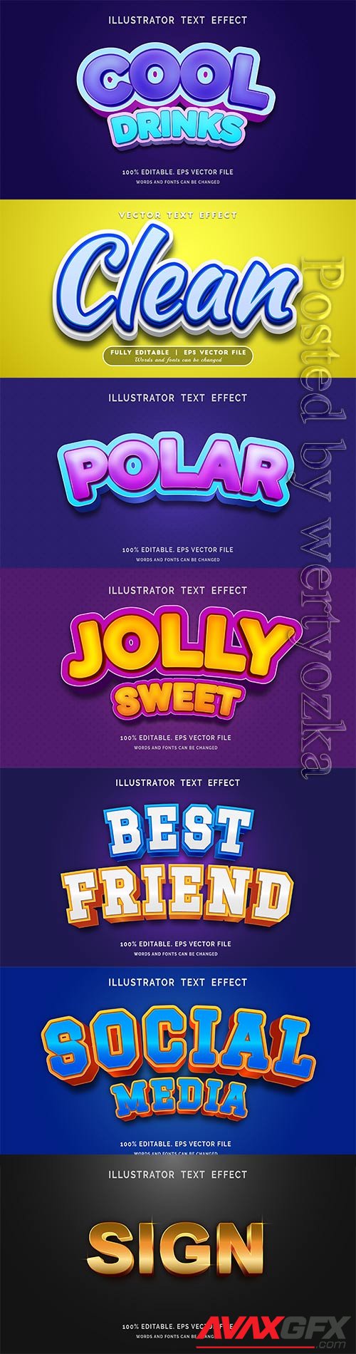 3d editable text style effect vector vol 544