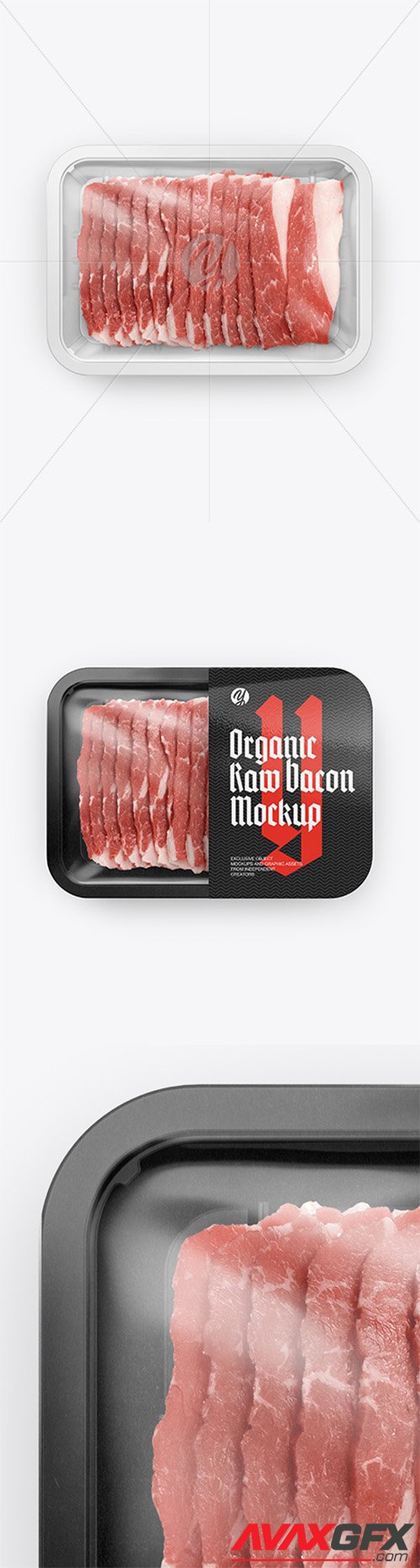 Plastic Tray With Raw Bacon Mockup 34242