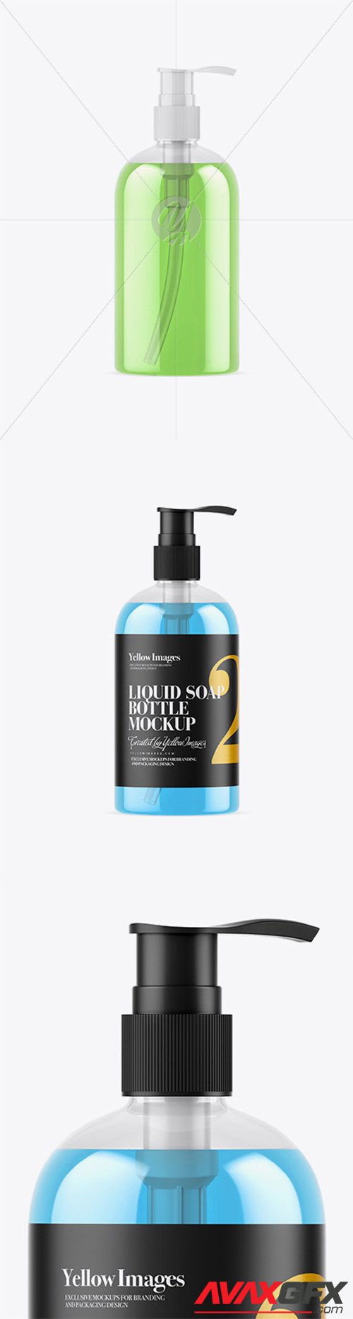 Clear Bottle with Liquid Soap Mockup 31314